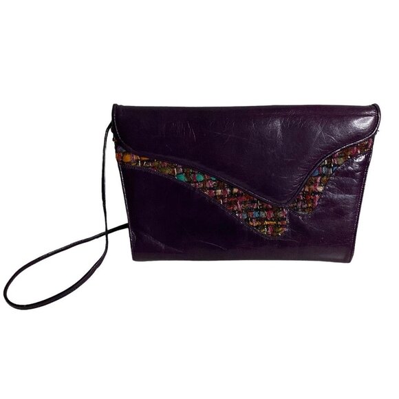 Stuart Weitzman Vintage Plum Tweed Handbag - Picture 2 of 5